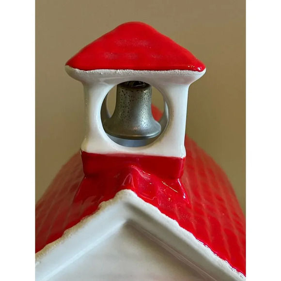 The House of Webster School House Cookie Jar Red Roof Metal Bell - Picture 5 of 7